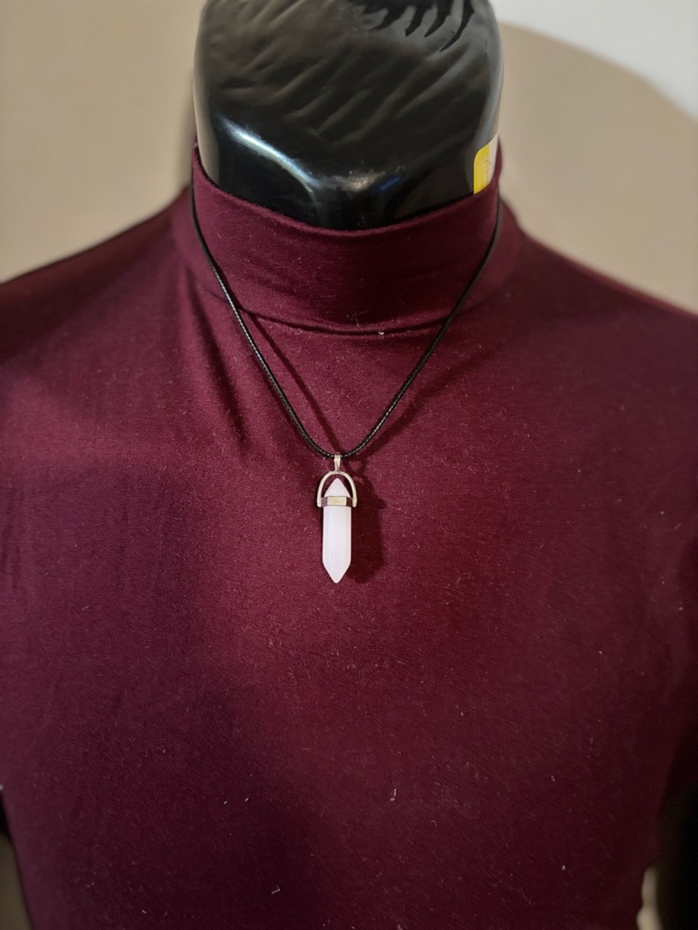 Rose Quartz Point Pendant Necklace - Pink Gemstone Pendant